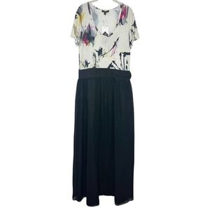 Samantha Leibowitz Irene Chiffon Short Sleeve Scoop Neck maxi dress Sz XL NEW